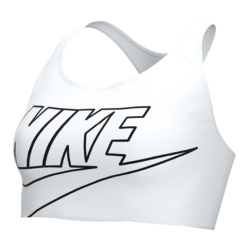 耐克NIKE 女子 健身 训练 中强度支撑 SWOOSH FUTURA BRA 运动内衣 BV3644-100白色L码