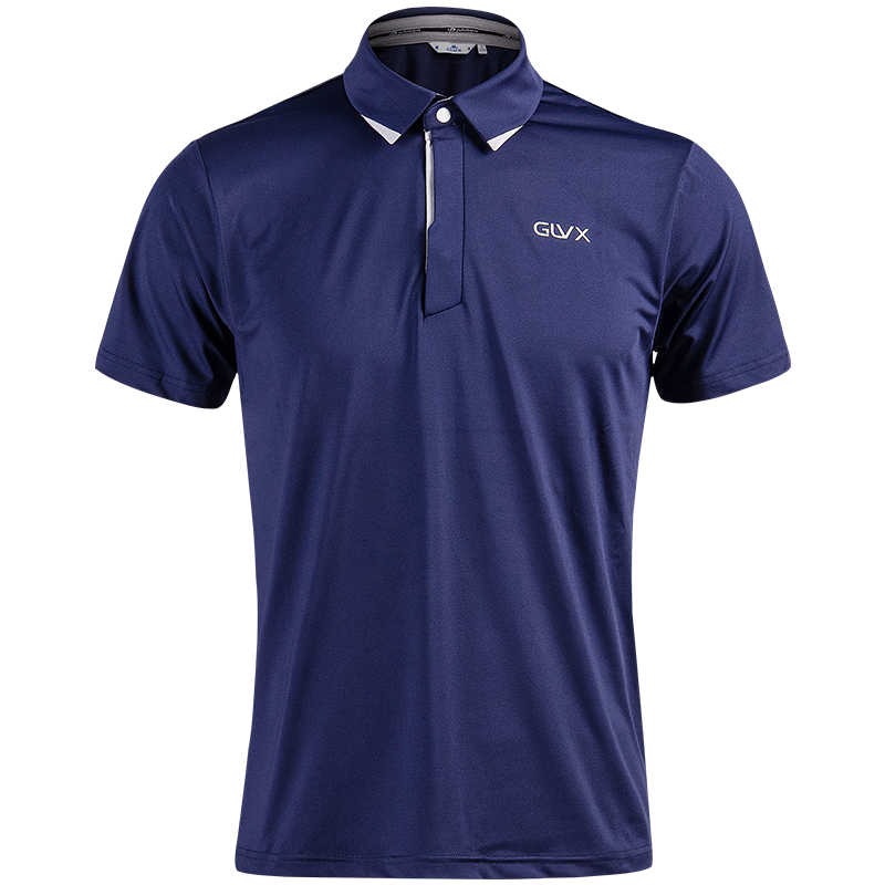 GLVX高尔夫服装男装短袖T恤速干排汗弹力舒适防晒夏季新品经典翻领运动POLO衫 B1蓝色 XL