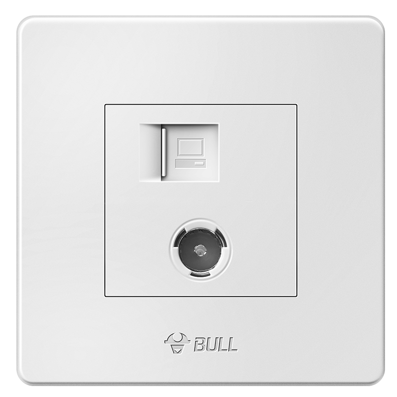 公牛(BULL) 开关插座 G07系列 二位电脑带电视打线型六类插座 86型面板G07T223B 白色 暗装
