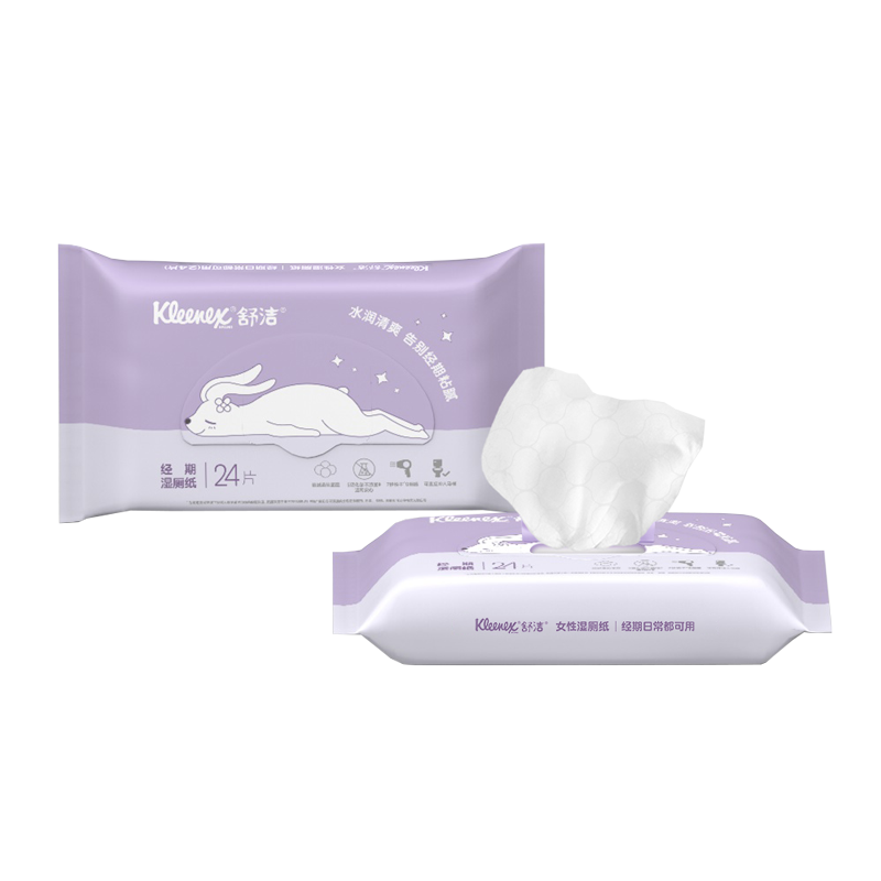 舒洁（Kleenex）女性湿厕纸24片*2包 擦屁屁专用（新老包装随机发货）