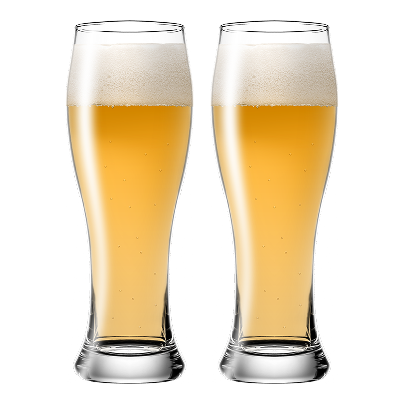 CLITON 收腰啤酒杯 家用玻璃水杯扎啤杯酒吧餐厅大容量650ml饮料果汁杯 2支装CL-JB02