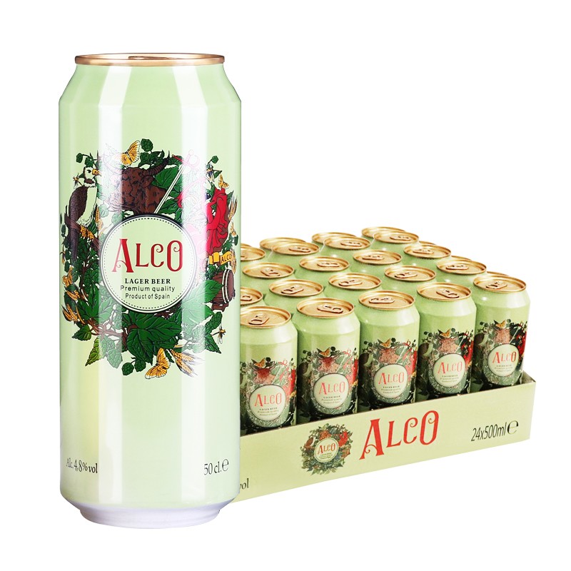 西班牙原装进口啤酒阿尔寇（ALCO）黄啤酒 阿尔寇黄啤500ml*24瓶