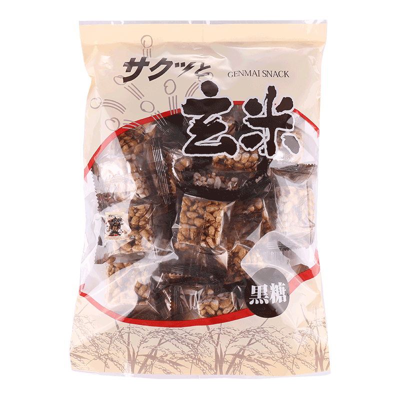 日本进口零食品 宝石 黑糖玄米米花 100g 休闲膨化薯片饼干 日本产玄米 黑糖 独立袋装