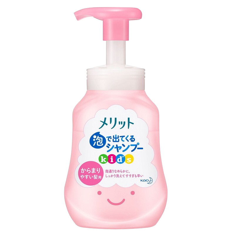 花王(KAO)日本原装进口Merit儿童泡沫洗发水蜜桃香300ml 无硅油 植物成分 易冲洗