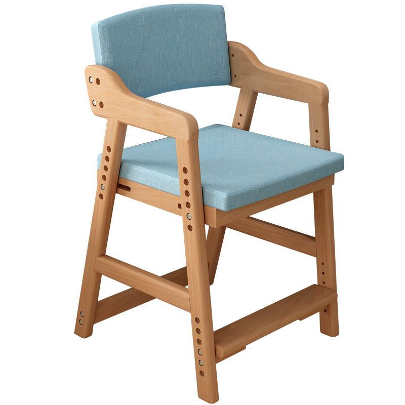 益威 儿童学习椅天然实木可升降人体工学桌椅子 学生椅 写字椅子 学习坐椅-蓝色-榉木款