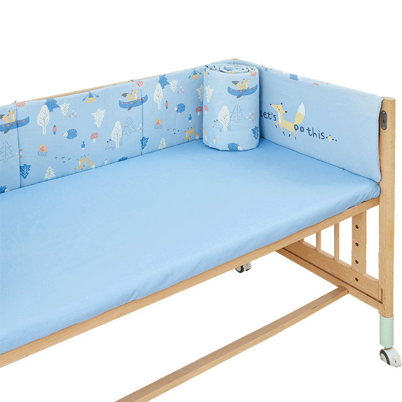 威尔贝鲁(WELLBER)婴儿床围宝宝防撞套件棉质床围栏软包梭织布床围北欧森林