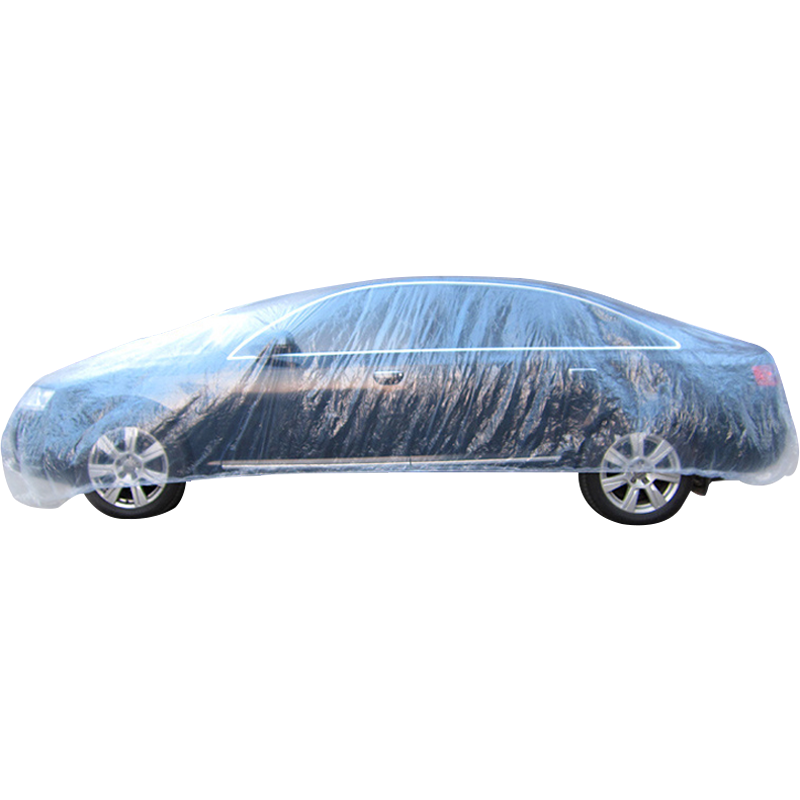 KOOLIFE 汽车车衣 透明塑料PE膜加厚防雨防尘土灰一次性全车罩 适用奥迪A8宝马5系奔驰e级等中大型三厢车 L码