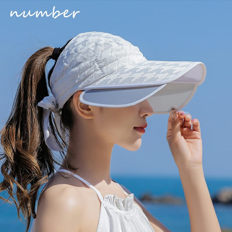 新款NUMBER高尔夫球帽 高尔夫女子遮阳帽 女式加长加宽帽檐 白色