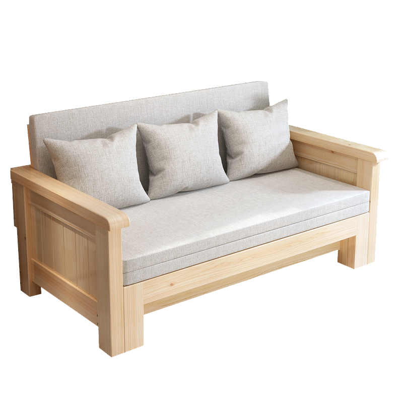 赞红 实木沙发床 小户型推拉两用床多功能客厅书房阳台沙发 1.2米（清漆）床垫+抱枕 其他