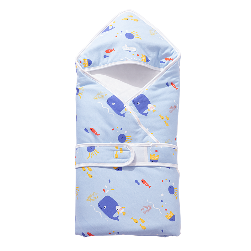 全棉时代  婴儿抱被 宝宝纯棉包被襁褓 婴儿针织抱被 90*90cm 快乐小象(春夏款，建议温度20-28℃)