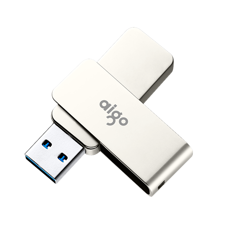 爱国者（aigo）128GB USB3.0 U盘 U330金属旋转系列 银色 快速传输 出色出众
