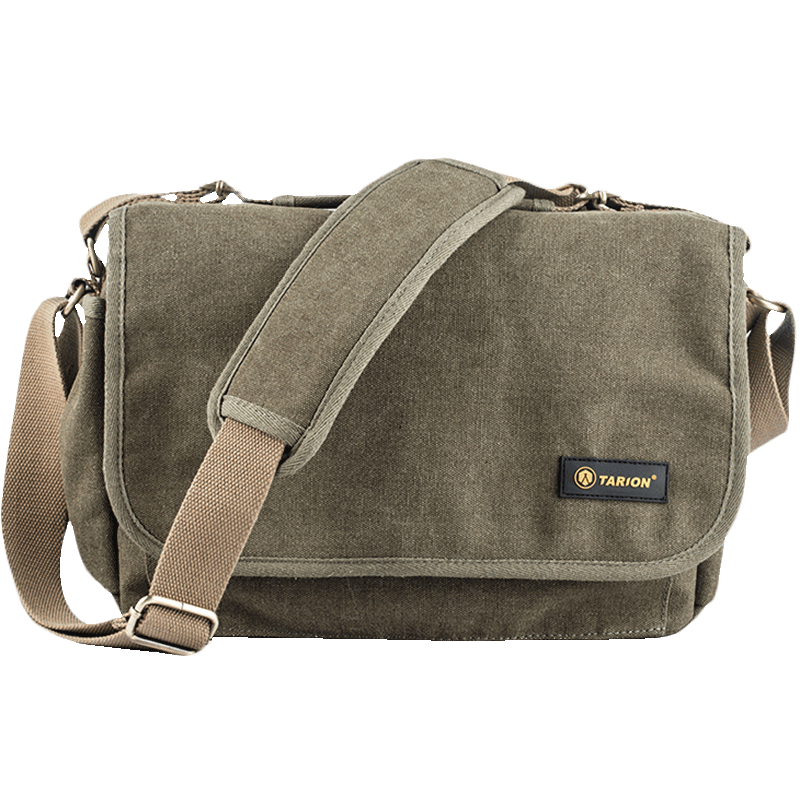 TARION德国单肩帆布摄影包便携佳能单反包多功能相机包斜挎包大容量RS01 密林绿