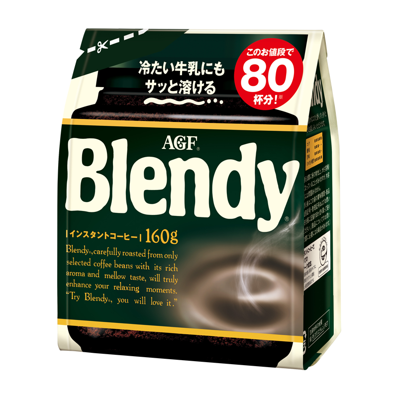 日本原装进口 AGF Blendy深度烘焙速溶咖啡  冰水速溶 黑咖啡 160g/袋
