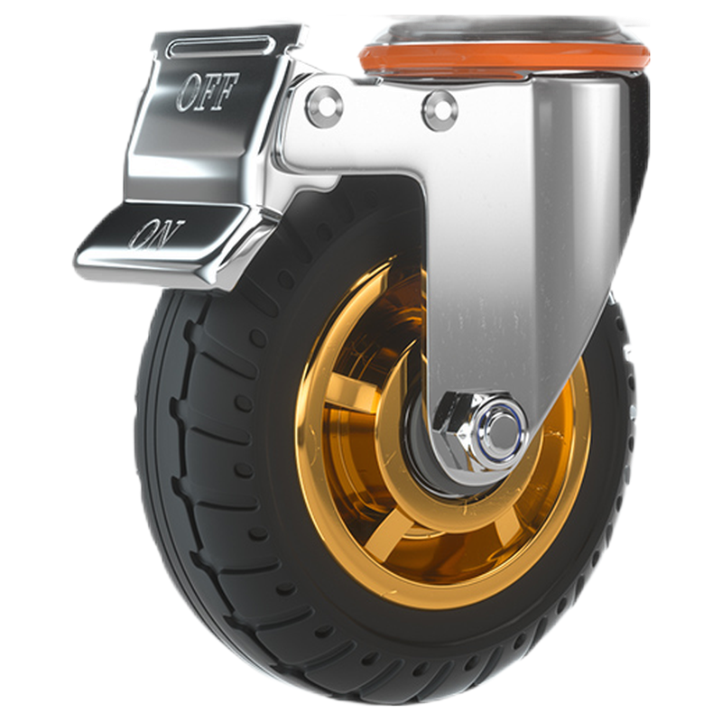 衡固(HENGU)万向轮轮子平板推车轮子带刹车承重脚轮橡胶轮静音轱辘转向轮载重轮 3寸万向轮