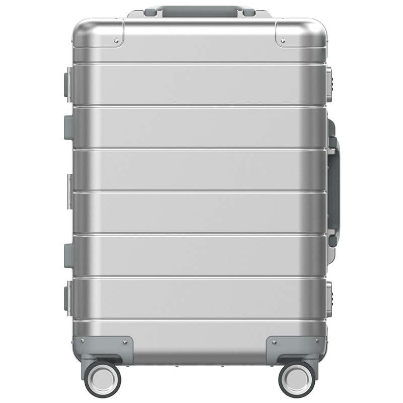 小米行李箱男女铝镁合金拉杆箱金属旅行箱20英寸万向轮登机箱密码箱银色