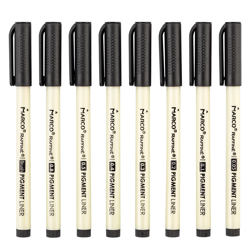 马可（MARCO）拉菲尼Raffine系列 专业绘图用针管笔9支装勾线笔设计专用描边笔初学者速写手绘漫画笔套装7820