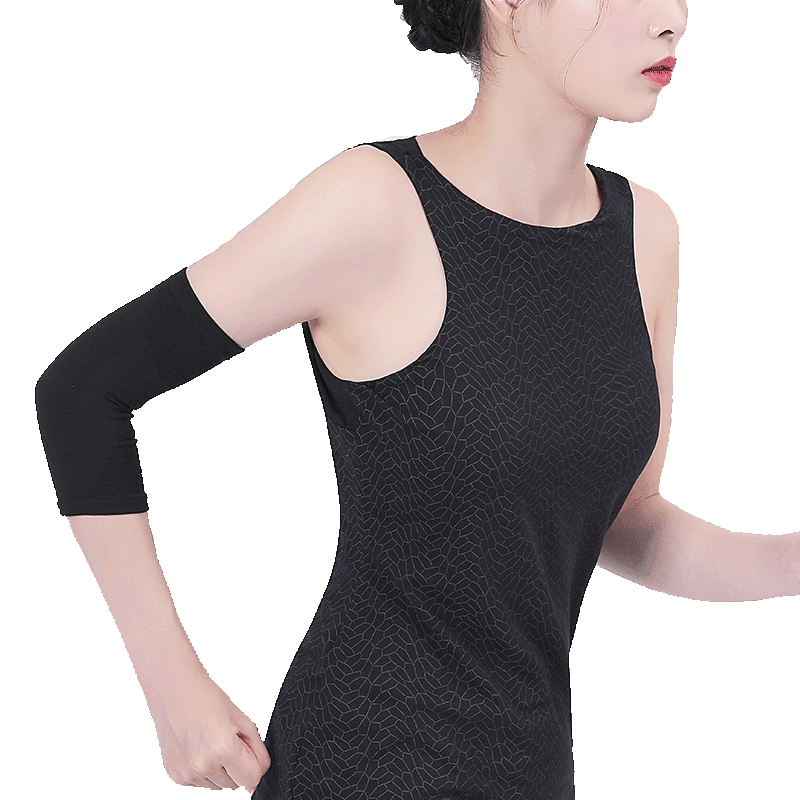 D&M日本原装进口运动护肘女网球护肘套羽毛球健身护具轻薄透气男AT-2007黑色(24-28cm)单只装