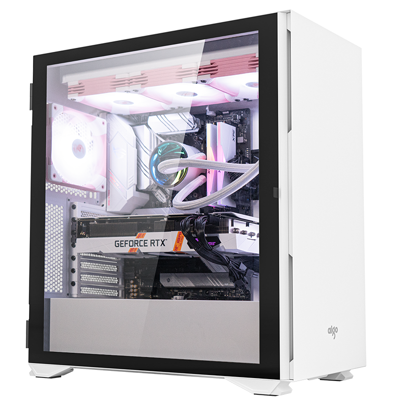 爱国者（aigo）YOGO  K1白色 超高兼容性 9风扇位 电脑机箱  E-ATX/ATX主板/360水冷/竖装显卡/钢化玻璃全侧
