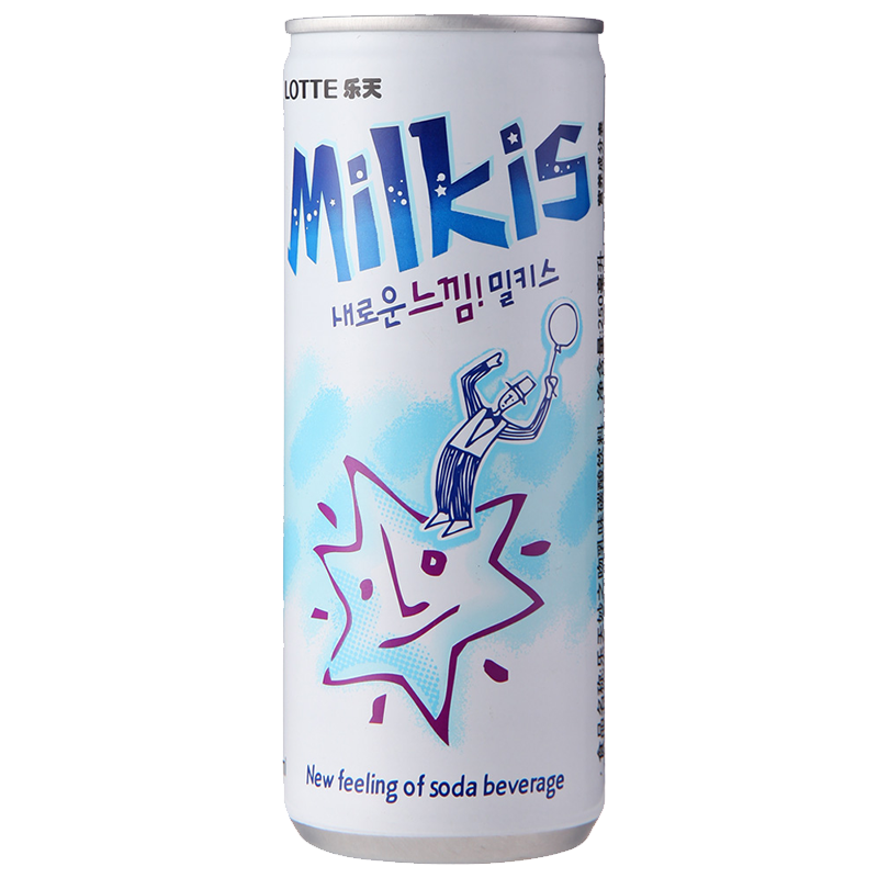 韩国原装进口 乐天(Lotte) 妙之吻牛奶味碳酸饮料250ml*6罐 组合装