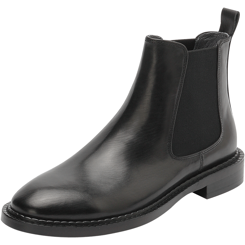 思加图冬季新款简约切尔西靴瘦瘦靴英伦风短靴女靴子D2067DD0 黑色(单里) 37