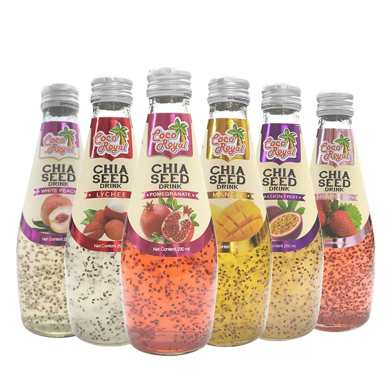 泰国原装进口 （Coco Royal ） 可可优奇亚籽果汁饮料六种口味混合装 290ml*6瓶  塑膜装