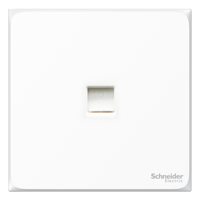 施耐德开关插座 皓呈系列奶油白色 86型墙壁弱电插座 单超五类电脑信息插座