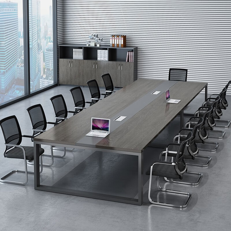 步厘 会议桌 小型桌椅组合 长桌现代简约培训桌长条办公桌6人8人10人16人大型会议办公家具 黑橡木 2.6*1.2米会议桌（含色卡）
