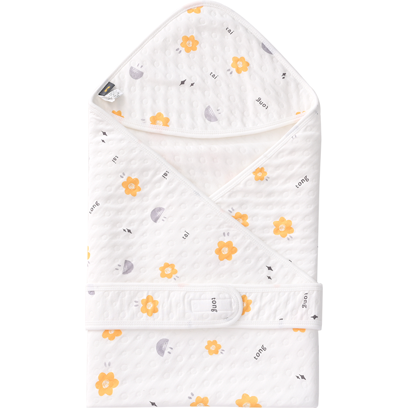 童泰婴儿抱被春秋季新生儿宝宝初生外出保暖防风抱毯 橙色丨A款 80x80cm