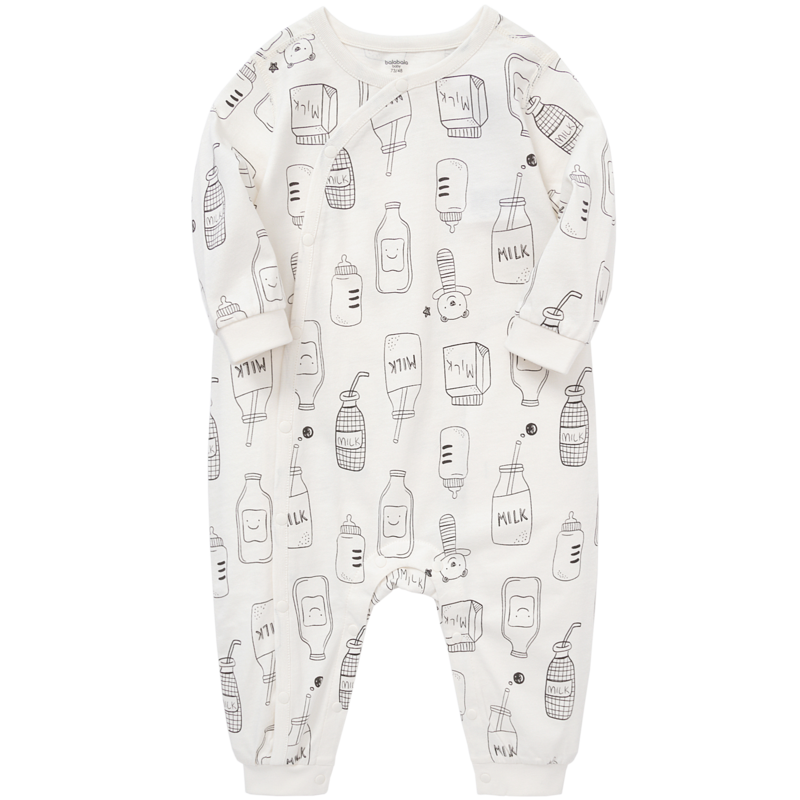 巴拉巴拉宝宝衣服婴儿连体衣新生儿爬服0-1岁包屁衣满印清新洋气 白灰色调00312 66cm