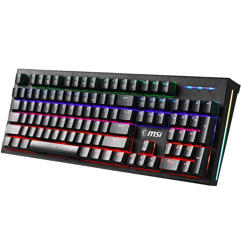 微星（MSI）GK50Z 机械键盘 红轴 RGB光效 有线 游戏电竞办公键盘 104键 吃鸡键盘 黑色