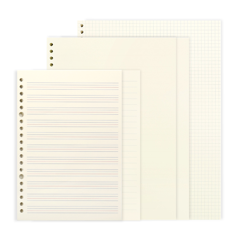道林文具 内页芯米黄纸 横线条100张直角70g空白内页英语英文小格子散装替换活页纸 方格 B5-26孔