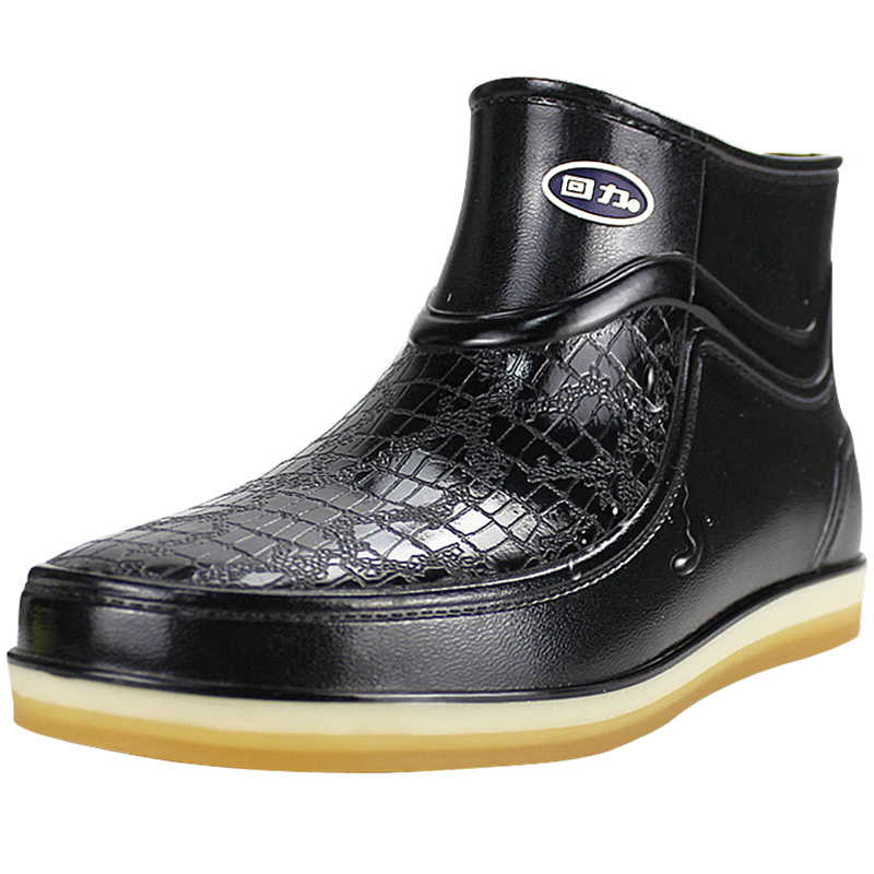 回力雨鞋男士款短筒时尚低帮防水胶鞋水靴厨房户外水鞋 HXL657 黑色中帮 42