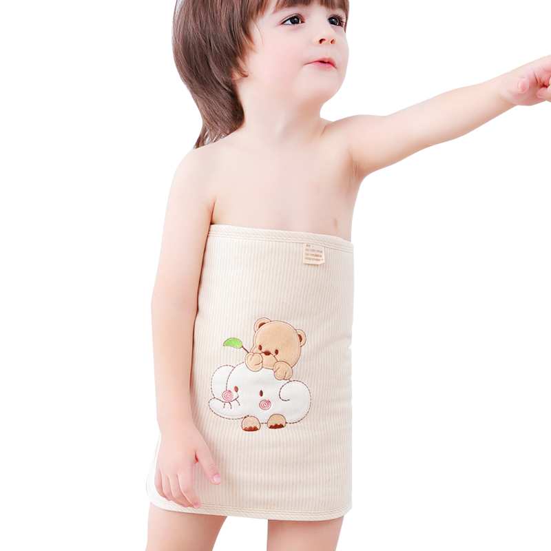 欧育 婴儿护肚围1-6岁防踢被儿童肚兜可调节加棉护肚脐围腹围B1076 小熊小象
