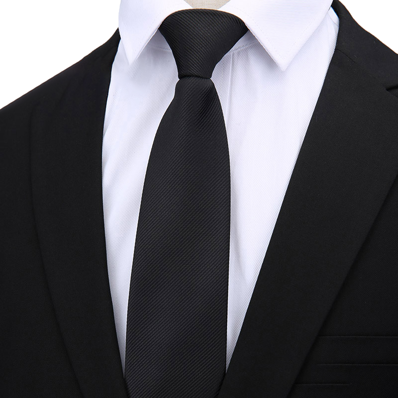FitonTon领带拉链男正装商务男士领带一拉得免打懒人领带面试上班工作结婚礼盒装FTL0001 纯黑色（拉链）