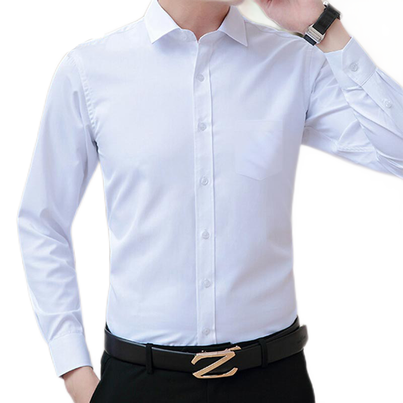 金盾（KINDON）纯色衬衫男 商务正装舒适棉质休闲长袖男士白衬衣 J02121 白色平纹款 XL