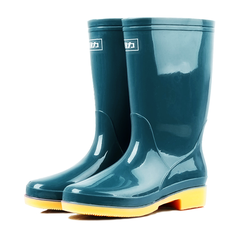 回力雨鞋女时尚户外下雨天中筒防水雨靴水鞋耐磨胶鞋 HXL813 墨绿中筒 38