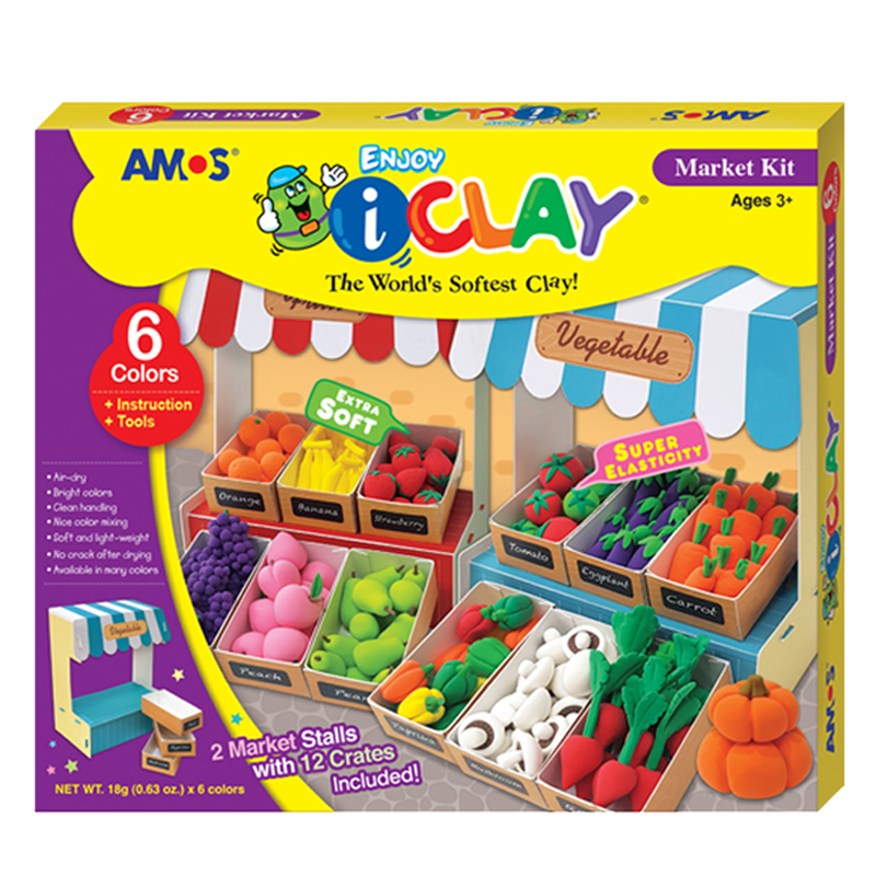 AMOS进口儿童超轻粘土套装DIY橡皮泥彩泥玩具 农夫果园(IC18P6-MK)