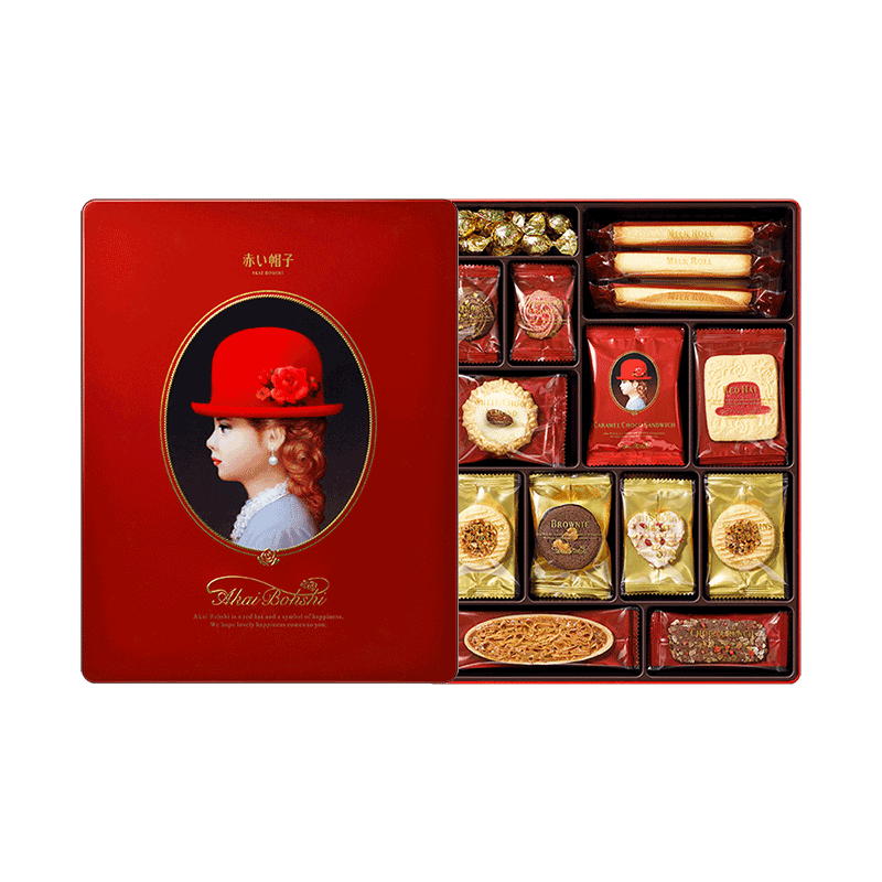 日本进口 红帽子曲奇饼干45枚红色礼盒装389.4g 送礼佳选 送女友节日礼物高档点心糕点伴手礼零食