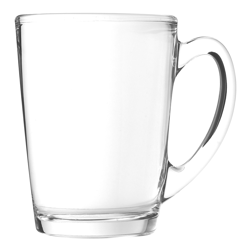 法国乐美雅 钢化耐热玻璃杯牛奶燕麦杯个性早餐杯大容量可微波 清晨钢化带盖把杯2只装320ml