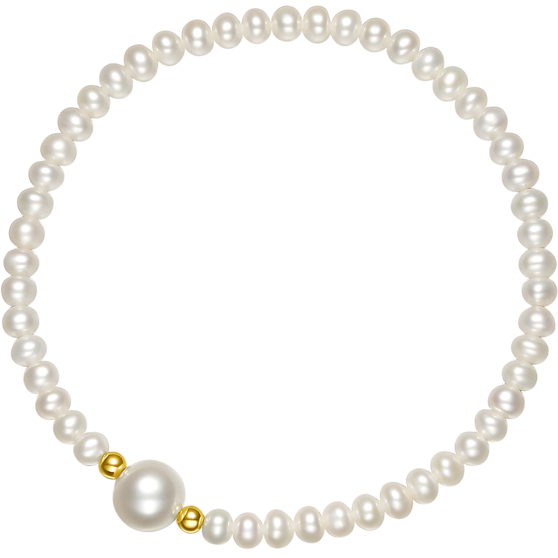 周六福珠宝 黄18K珍珠手链女款 掌上明珠 彩金珍珠手串 X199040 约16cm