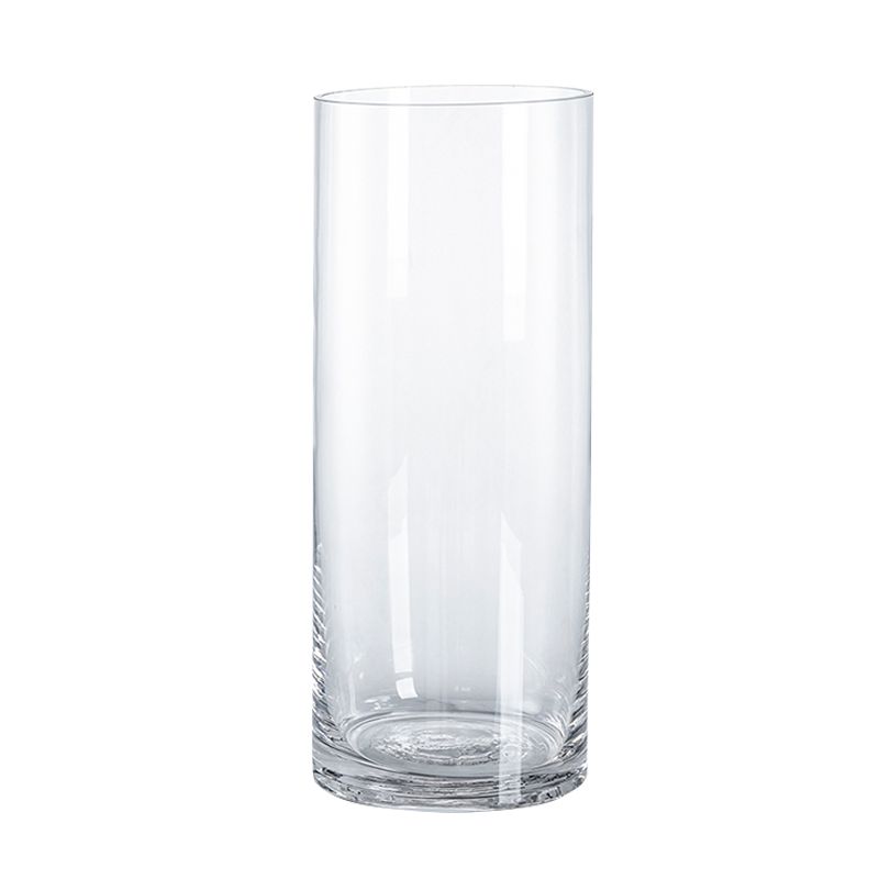 FOOJO 北欧玻璃花瓶 假花插花摆件 富贵竹水培植物透明花瓶花器 直筒30cm大号1只
