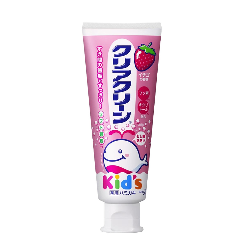 花王(KAO)日本进口防蛀儿童牙膏 木糖醇宝宝牙膏婴幼儿牙膏草莓味70g