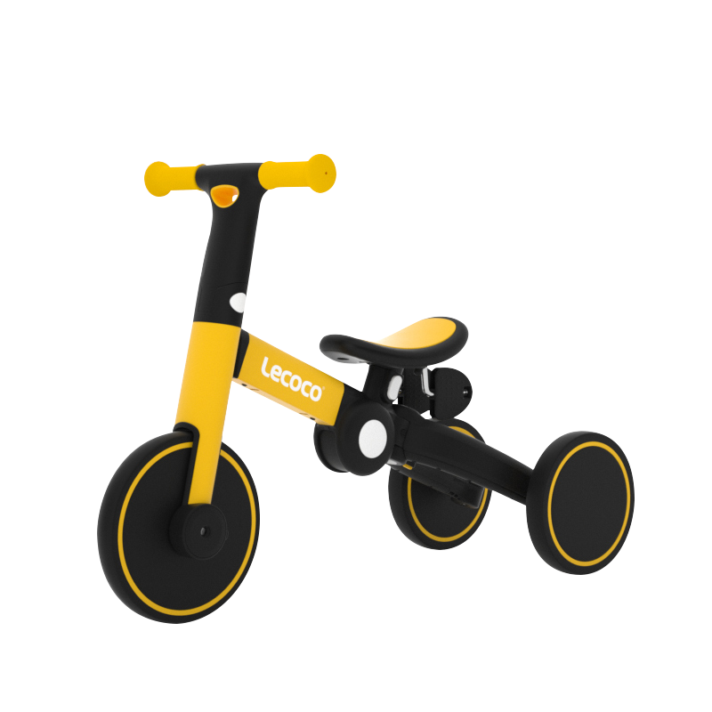 乐卡（Lecoco）儿童三轮车便携可折叠童车滑行平衡车三合一 TINY PRO-奥利黄