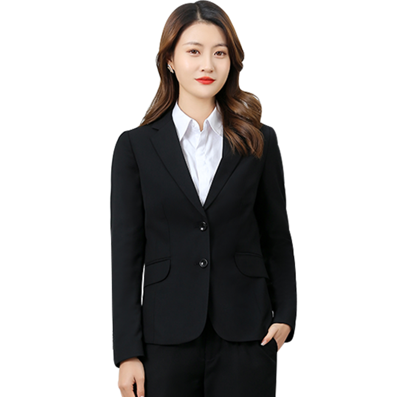 罗蒙 西服套装女士职业装韩版修身单西正装商务OL女式面试工作通勤西装外套 黑色 L套装
