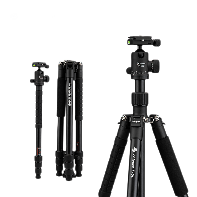 富图宝（Fotopro）E-5i+52Q 反折可变独脚架 三脚架云台套装 便携款索尼佳能单反微单相机脚架