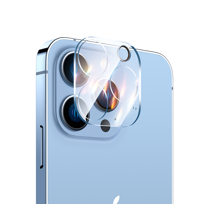 毕亚兹 苹果13pro/13promax镜头膜iPhone13ProMax后置手机摄像头纳米保护膜全包覆盖高清耐磨防刮玻璃膜 JM76