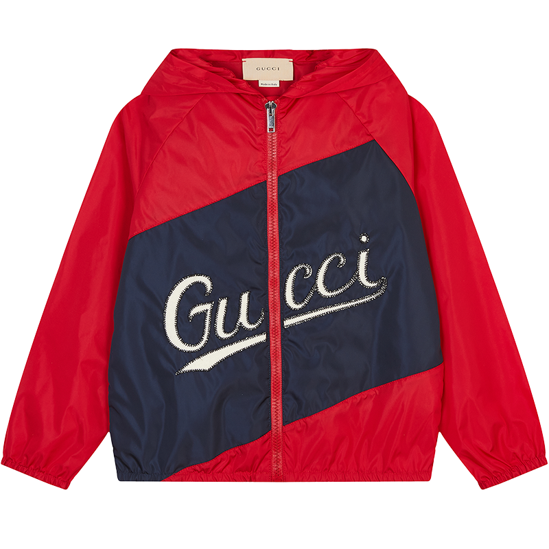 古驰 GUCCI 奢侈品童装 儿童红色/蓝色尼龙Gucci字样夹克 638052 XWAMC 6429 10A/10岁/146cm