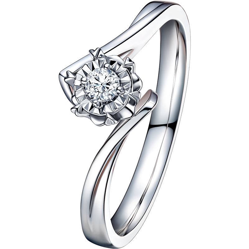 DR 钻戒求婚戒指女 订婚结婚钻石戒指 BELIEVE 初雪之吻 白18K金 7分H色SI1