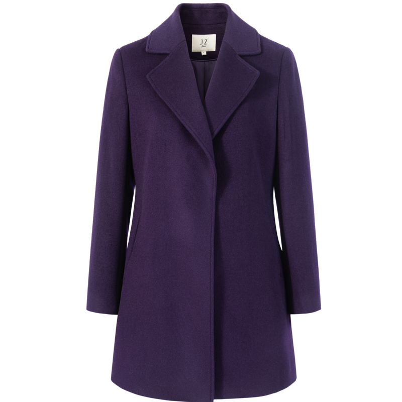 玖姿羊毛深紫色挺括有型外套中长款毛呢大衣-JUZUI2021冬季新款 深紫 XL