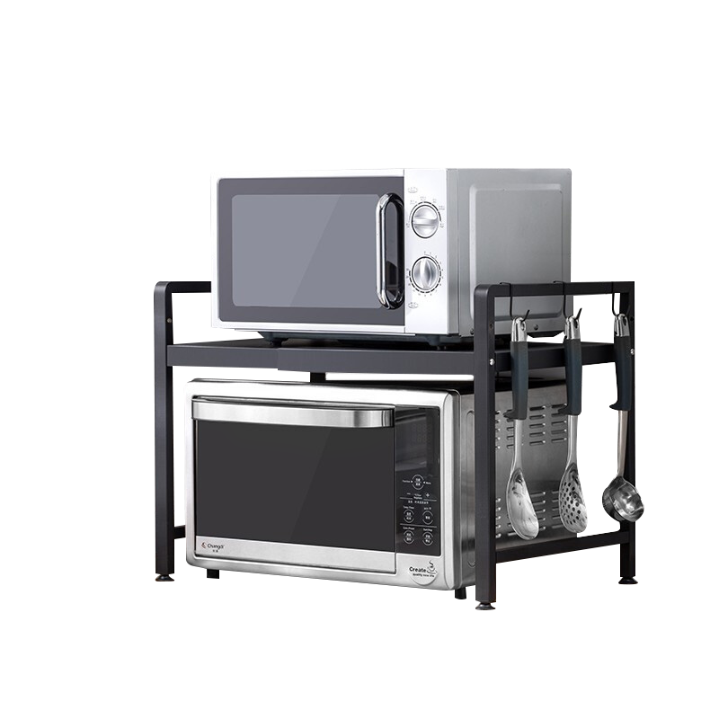 纳纳 厨房微波炉置物架可伸缩双层台面桌面烤箱架子锅架用品大全收纳架 T5101